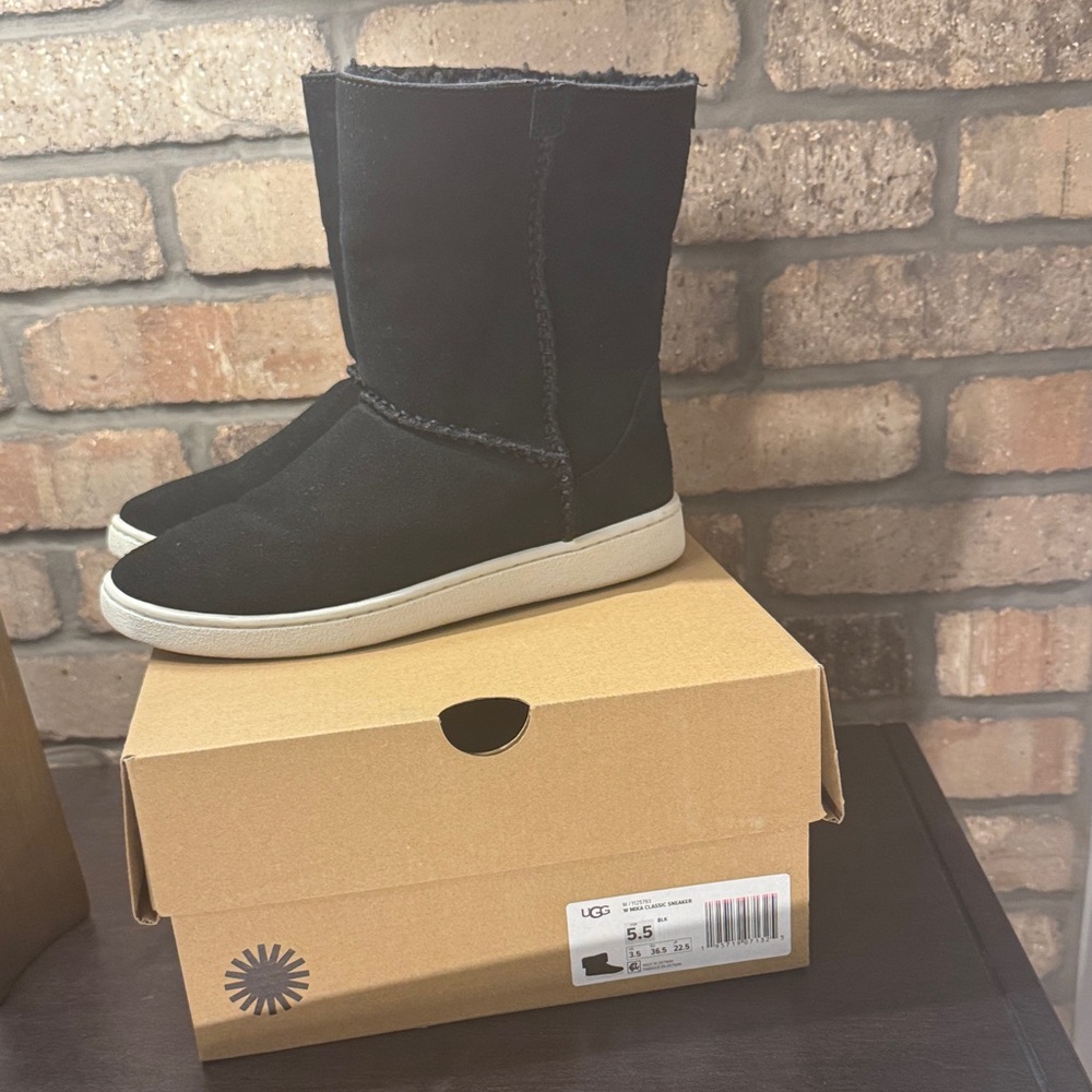 UGG Classic Black Boots with White Sole